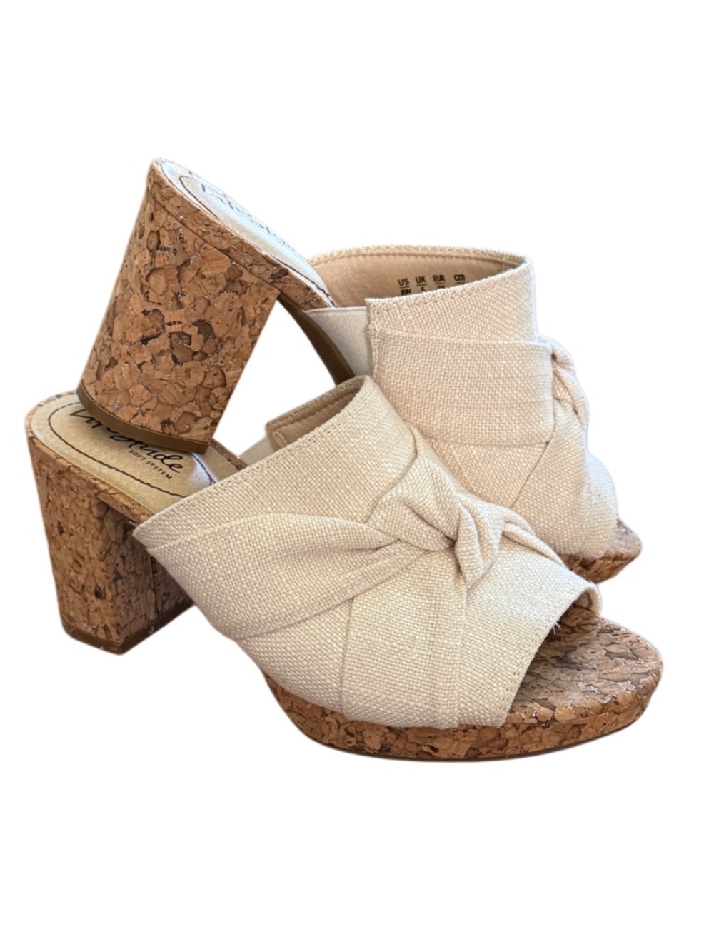 LifeStride Laguna Knot-Top Cork Vacation Wedge Slide Mules Size 8 Boho Coastal